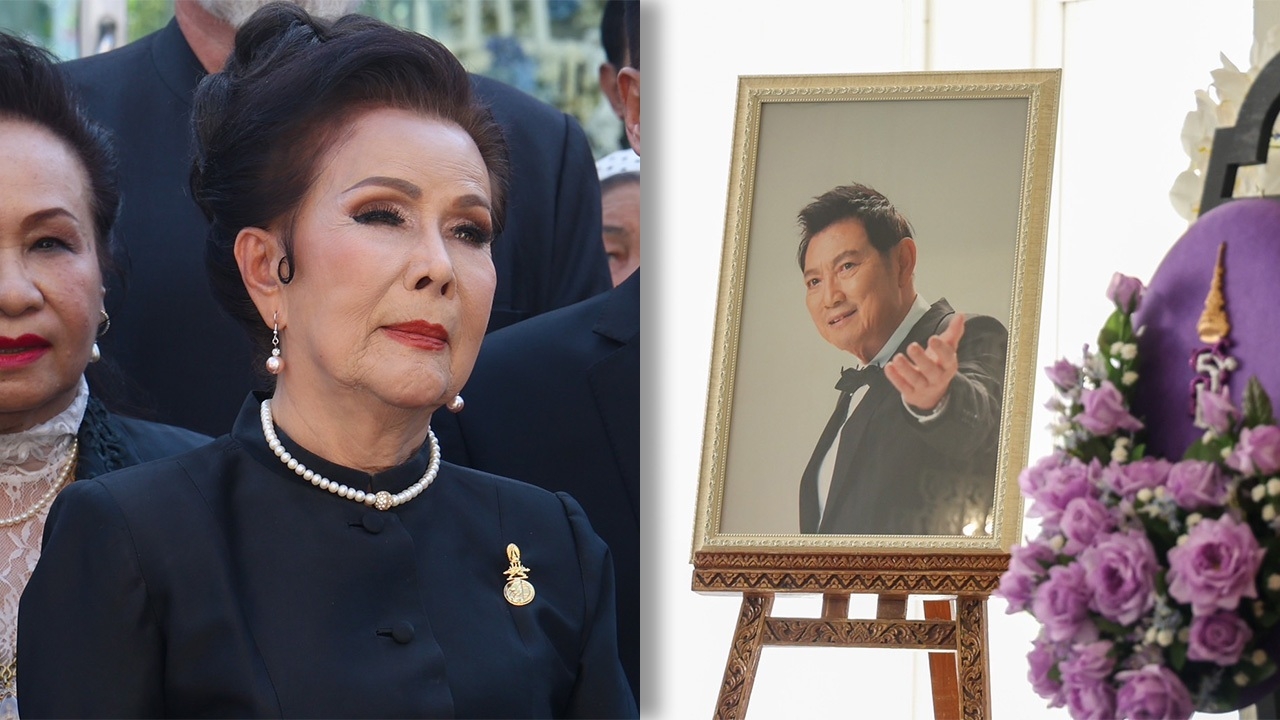 ภาพพระราชทานเพลิงศพ ชรินทร์ นันทนาคร คู่ชีวิต เพชรา ร่ำไห้ส่งครั้งสุดท้าย